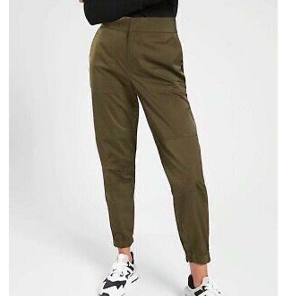 Athleta Women's 4 29 x 29 Radiant Jogger Pants Satin Olive Green High Rise Ankle - Picture 1 of 12